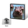 Personalized Button Badge,Cute Hippos Print Memorial Pin,Square Pin Brooches for Clothing Bags Jackets Accessories view 3