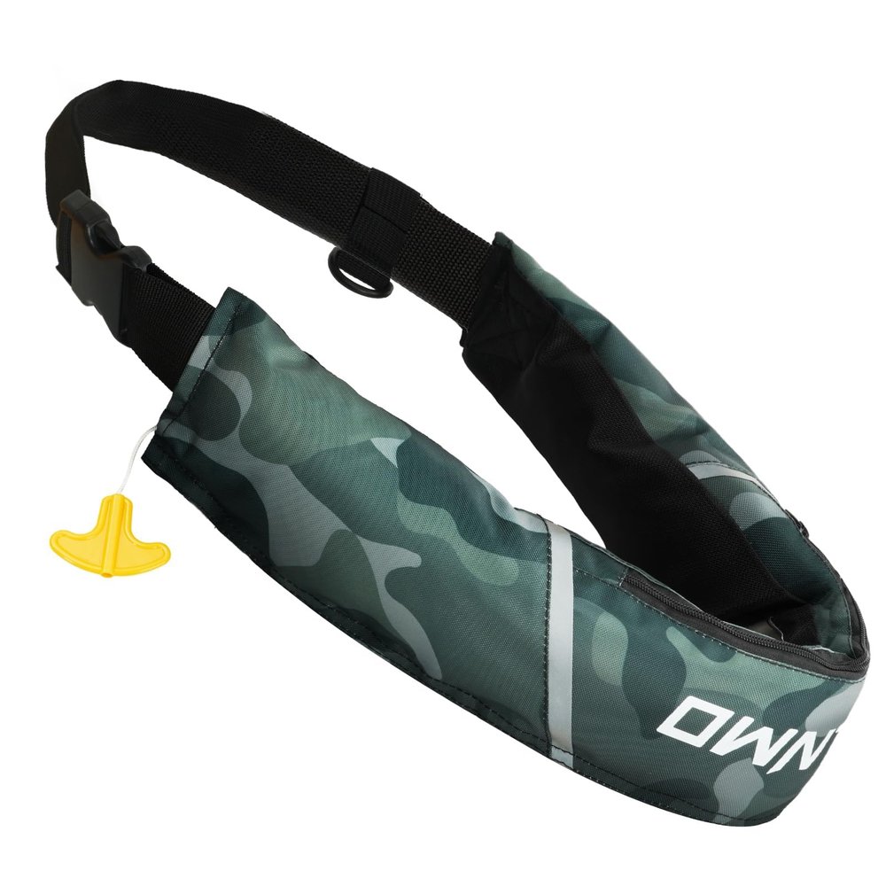 Owntop Inflatable Swim Vest for Adults, Low Profile Manual Inflate Swim Jacket Belt Pack, Buoyancy Aids Waist for SUP, Fishing, Paddle Sports, Camo Green