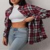 CHYRII Womens Button Down Flannel Shirts Long Sleeve Plaid Shacket Business Casual Blouse Tops 7157-Christmas Red XXL view 3