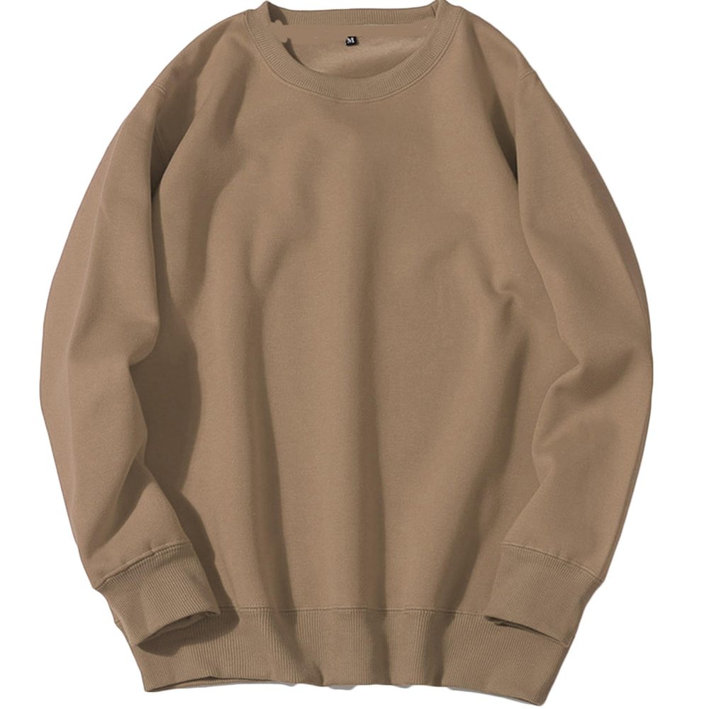 Sweatshirt for Men 2024 Fashion Cotton Long Sleeve Crewneck Sweatshirts Casual Lightweight Solid Workout Gym Pullover Prime Early Access Deals Workout Sweatshirts for Men Brown L
