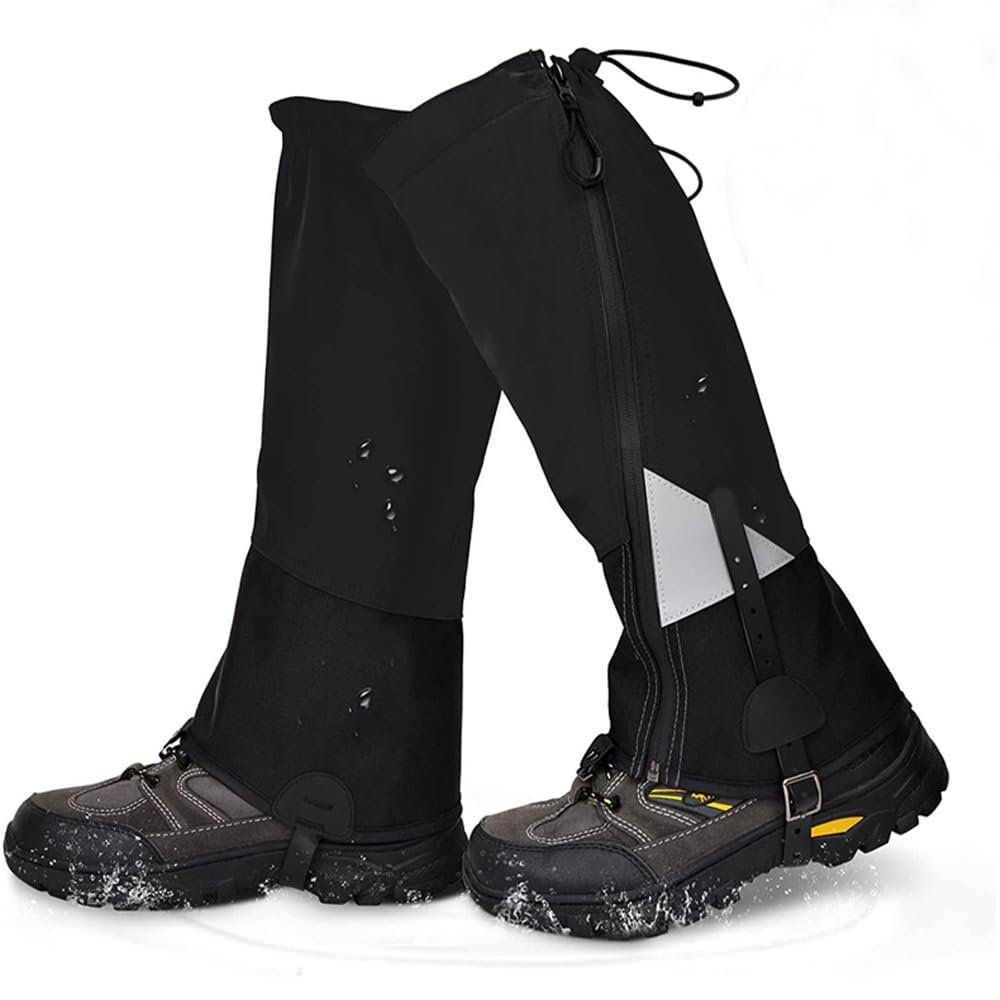 Lixada Leg Gaiter Waterproof Tear-Resistant for Adults, Mens Hiking Leg Warmers Adjustable Winter Shoe Cover Foot Protection Guard for Skiing Hunting Camping Backpacking Traveling