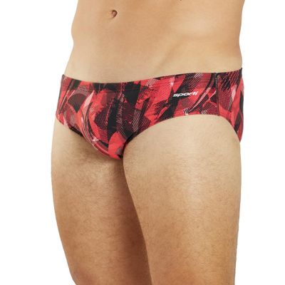 Sporti Catalyst Swim Brief - Athletic Swimsuit Short Training Bathing Suit for Swimmers - Competition Pool Training Swimwear for Men - Red - 32