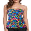 RELLECIGA Women's Flower Garden Ruched Bandeau Tankini Top Swimsuits Size X-Large view 1