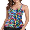 RELLECIGA Women's Flower Garden Ruched Bandeau Tankini Top Swimsuits Size X-Large view 3