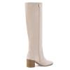 Shoe'N Tale Women's Knee High Boots Square Toe Mid Chunky Block Heeled Tall Boots Side Zipper(7,White) view 4