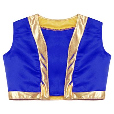 FEESHOW Kids Boys Arabian Prince Vest Open Front Waistcoat Halloween Performance Fancy Party Dress Up Royal Blue 16 Years
