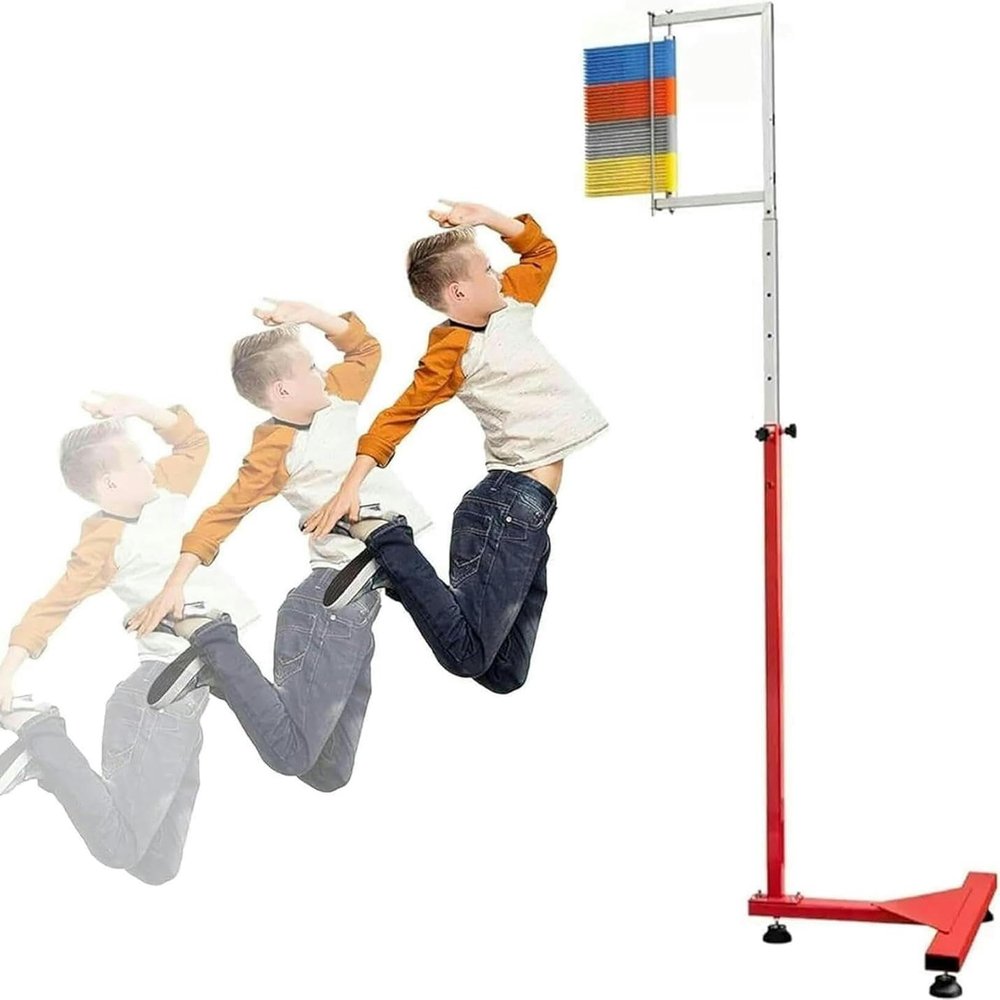 NUHGFTYBF Standing Vertical Jump Tester for Basketball, Heavy Duty Bounce Measuring Device Assessment Stick Pole, Volleyball Jump Trainer Equipment,4.6-9.8 Feet(Colorful)
