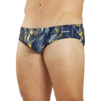 Sporti Catalyst Swim Brief - Athletic Swimsuit Short Training Bathing Suit for Swimmers - Competition Pool Training Swimwear for Men - Navy/Gold - 40