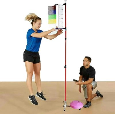 NUHGFTYBF Vertical Jump Tester Professional Jump Measurement Test Stick Pole Tool, 3.9ft-11.5ft Adjustable Height Gym Equipment, Basketball Volleyball Spike Training Aid