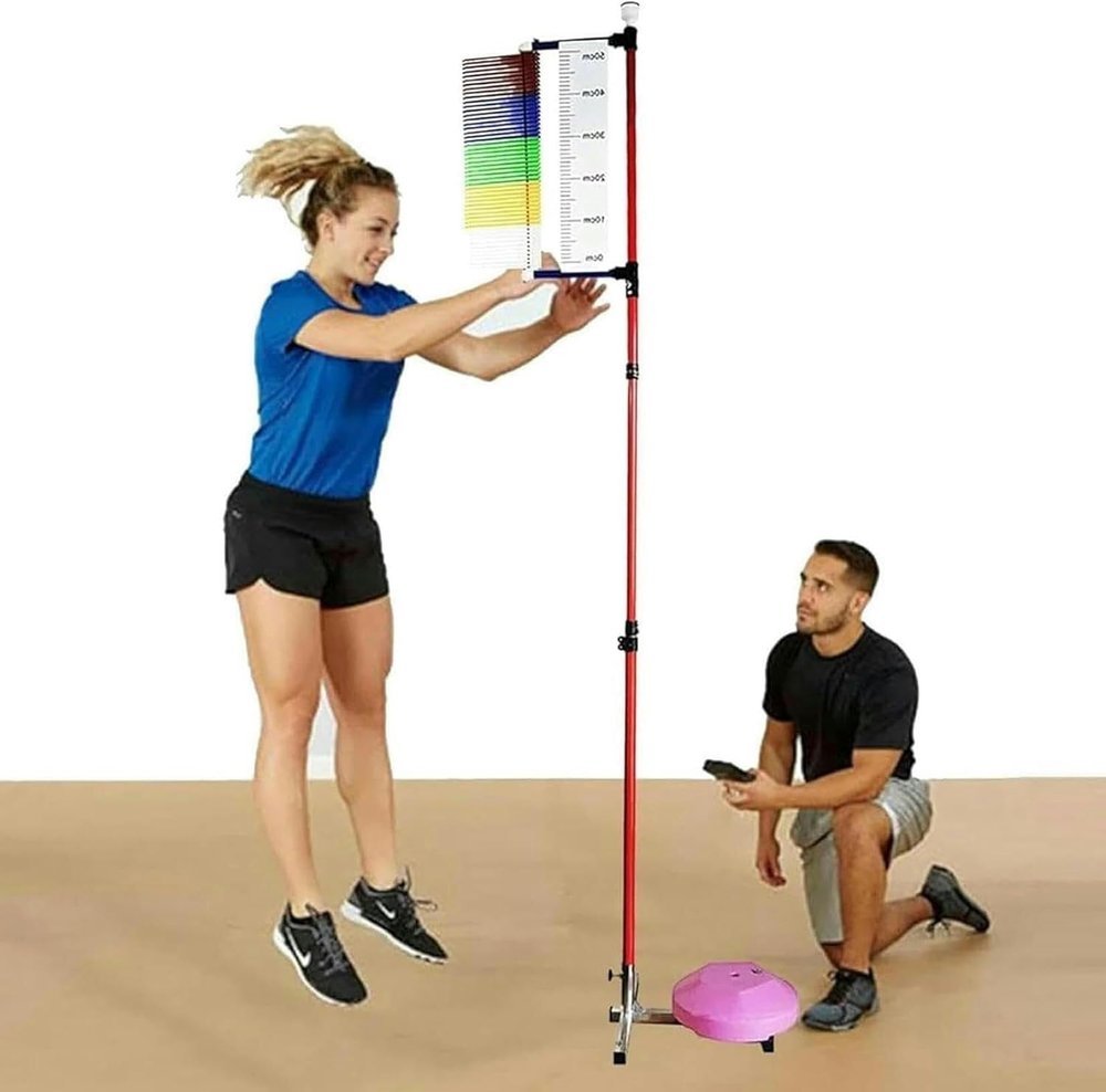 NUHGFTYBF Vertical Jump Tester Professional Jump Measurement Test Stick Pole Tool, 3.9ft-11.5ft Adjustable Height Gym Equipment, Basketball Volleyball Spike Training Aid
