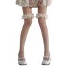 EINCORN Womens Japanese Hollow Out Sheer Fishnets Thigh High Stockings Sweet Ruffle Lace Trim Frilly Over Knee Long Socks view 1