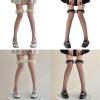 EINCORN Womens Japanese Hollow Out Sheer Fishnets Thigh High Stockings Sweet Ruffle Lace Trim Frilly Over Knee Long Socks view 2