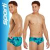 Sporti Fractalicious Brief Swimsuit - Mens Swim Briefs - Athletic Swimsuit Training for Swimmers - Competition Pool Training Swim Briefs for Men - Blue/Green - 32 view 2