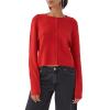 Women's Casual Crop Knit Cardigan Y2K Cute Long Sleeve Crewneck Open Front Button Down Cardigan Sweaters Streetwear (Vermeil, M) view 1