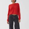 Women's Casual Crop Knit Cardigan Y2K Cute Long Sleeve Crewneck Open Front Button Down Cardigan Sweaters Streetwear (Vermeil, M) view 2