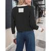 HANMAX Women's Cropped Cardigan Sweaters Button Down Open Front Long Sleeve Fall Trendy Color Block Knit Coats Black view 4