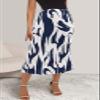 PRETTYGARDEN Women's 2026 Spring High Waist Printed A Line Pleated Skirts for Women Trendy Bodycon Midi Skirt Flared Hem (Navy on White, X-Large) view 2
