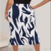 PRETTYGARDEN Women's 2026 Spring High Waist Printed A Line Pleated Skirts for Women Trendy Bodycon Midi Skirt Flared Hem (Navy on White, X-Large) view 3