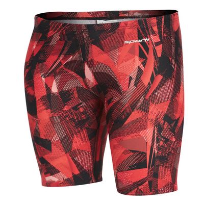 Sporti Catalyst Boys' Swim Jammers, Quick-Dry Jammer Swimsuit, Lycra Xtra Life, UPF 50+, Athletic Swimming Shorts for Youth Competitive Teams - Red - 22