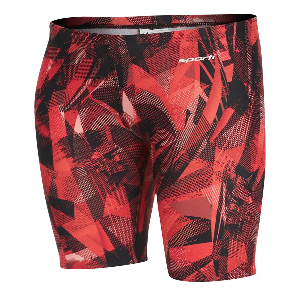 Sporti Catalyst Boys' Swim Jammers, Quick-Dry Jammer Swimsuit, Lycra Xtra Life, UPF 50+, Athletic Swimming Shorts for Youth Competitive Teams - Red - 22