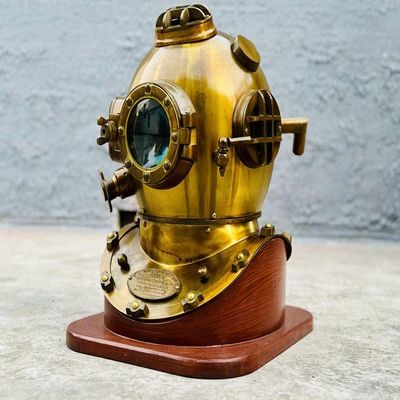 Commando Diving Helmet | Scuba Diving Helmet with Base | US Navy Mark V Diving Divers Helmet | 18" Deep Sea Nautical Diving Helmet