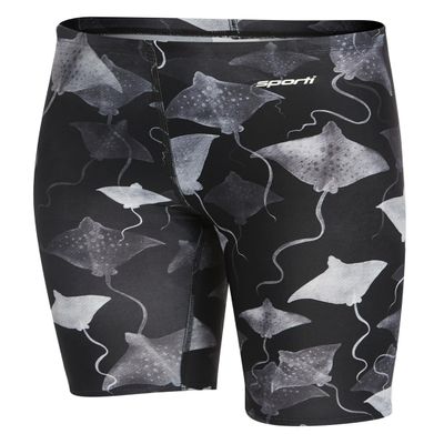 Sporti Boys Swim Jammer Shorts - Chlorine Resistant 4-Way Stretch, UPF50+, Chafe-Free, Lycra Xtra Life Compression Fit for Youth Competitive Swim Team - Black - 24