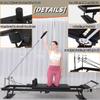 Pilates Reformer Machine, Lengthened Foldable Pilates Equipment for Home Workouts, Pilates Reformer Suit with Pilates Sitting Box, Jump Board, 4 Alloy Steel Spring and 5 Latex Elastic Rope view 3