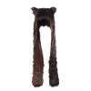 Womens Faux Fur Animal Hood Hat Cozy Plush 3 in 1 Scarf Gloves Hat with Pockets Cute Cartoon Paws Earflaps Costume Cap view 4