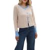 HANMAX Women's Cropped Cardigan Sweaters Button Down Open Front Long Sleeve Fall Trendy Color Block Knit Coats Apricot view 1