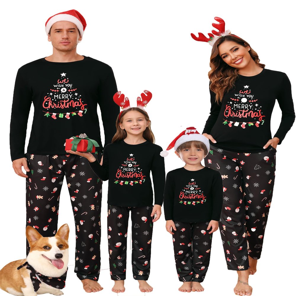 iClosam Christmas Family Matching Pajama Sets Santa Claus Print Sleepwear Holiday PJS Sleepwear