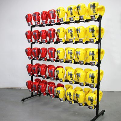 AErosx Boxing Glove Dryer and Organizer, Boxing Gym Glove Storage Rack, Large Capacity Holds 40 Pairs of Gloves, Heavy Duty Metal Double Sided 5 Tier Glove Hanging Rack with Mobile Wheels