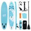 Goplus Inflatable Stand Up Paddle Board, 10FT/10.5FT/11FT SUP with Accessory Pack, Adjustable Paddle, Carry Bag, Fin, Hand Pump, Leash, Repair Kit (Light Blue Coconut Wave, 11 FT) view 1