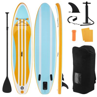 GYMAX Paddle Board, 9.8/10/11 x 6 Inflatable Stand Up Paddle Board with SUP Accessories, Removable Fin, Paddle & Carry Bag, Blow Up Paddle Boards Standing Boat for Adults Youth (Stripe,11FT)