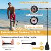 GYMAX Paddle Board, 9.8/10/11 x 6 Inflatable Stand Up Paddle Board with SUP Accessories, Removable Fin, Paddle & Carry Bag, Blow Up Paddle Boards Standing Boat for Adults Youth (Stripe,11FT) view 2