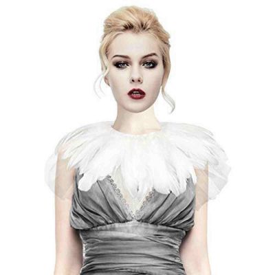 Beisto Halloween Feather Shawl Shoulder Wrap Witch Wings Cosplay Party Costume Accessories Props for Men Women White