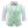 Lars Amadeus Metallic Vest for Men's Disco Sparkly Waistcoat Sleeveless Glitter Waistcoat X-Large Green view 1
