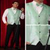 Lars Amadeus Metallic Vest for Men's Disco Sparkly Waistcoat Sleeveless Glitter Waistcoat X-Large Green view 4