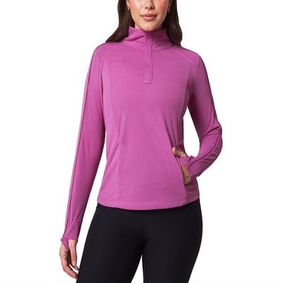 Mondetta Womens Hiking Athletic Workout Tops - Lightweight Quarter-Zip Pullover (Purple, S)