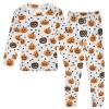 ALAZA Halloween Pumpkin Polka Dots White 2 Piece Pajama Set Long Sleeve Top and Pants Sleepwear Unisex 18M view 1