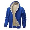 Men's Sherpa Hoodie Jacket Fleece Lined Zip Up Warm Hoodies Sweatshirt Winter Casual Hooded Coat with Zipper Pockets Blue view 1