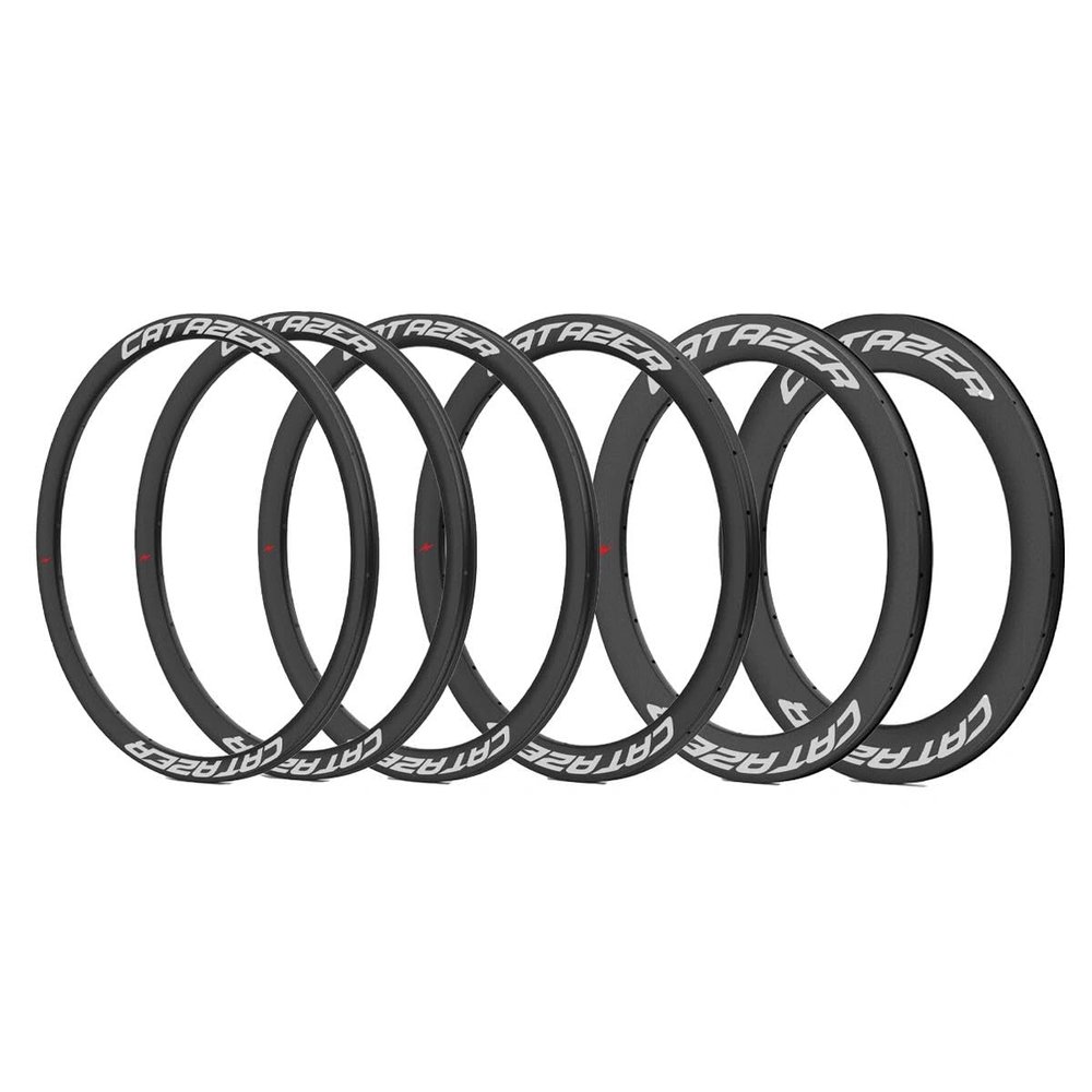 Customized Carbon Rim 700C 28mm Asymmetric, CATAZER 35/40/45/50/65/80mm Depth Tubeless Hooked/Tubeless Hookless/Tubular Wheel Rim for Road Bike