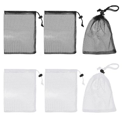 6PCS Small Mesh Drawstring Bags, 7.87  5.9 Inch Nylon Mesh Bag, Mesh Bags with Cord Lock, Net Bag for Travel Goods, Storage Bags (3 Black 3 White)