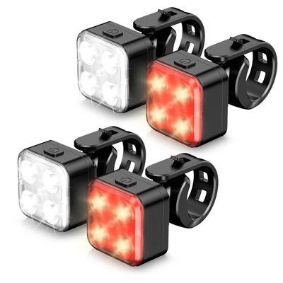 Akale Bike Lights Set, Rechargeable Bicycle Lights Front and Rear, 4 Light Mode Options, Bike Headlight, IPX4 Waterproof, Easy to Install for Men Women Road  2 Pack 