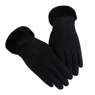Womens Gloves Winter Touchscreen Texting Phone Windproof Gloves Lined Cold Weather Warm Gloves (Black, One Size)