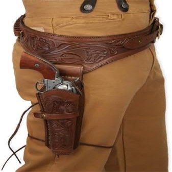Gun-Holster Western Leather Made Pistol-Revolver Belt Cowboy Hand Tooled Black 22mm Cal Fit 3.5"" to 10.5"" Barrel Pistol (3.5 Inch  5 Inch Barrel, 34-36)