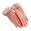 Womens Cat Suede Gloves Pluffy Cuff Warm Gloves Winter Outdoor Traveling Gloves for Lady (Pink, One Size) view 1