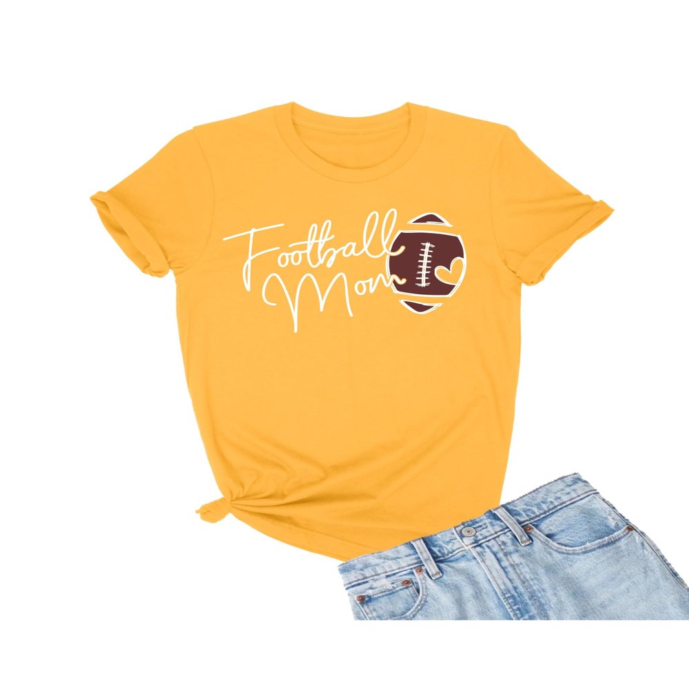 5X-Large Gold Mens Cute Script Football Mom Game Day T-Shirt