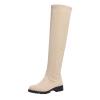 Women's Side Zipper Chunky Heels Knee High Boots Thigh High Chunky Heel Boots Low Heel Round Toe Winter Tall Boots