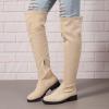 Women's Side Zipper Chunky Heels Knee High Boots Thigh High Chunky Heel Boots Low Heel Round Toe Winter Tall Boots view 2