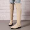 Women's Side Zipper Chunky Heels Knee High Boots Thigh High Chunky Heel Boots Low Heel Round Toe Winter Tall Boots view 3